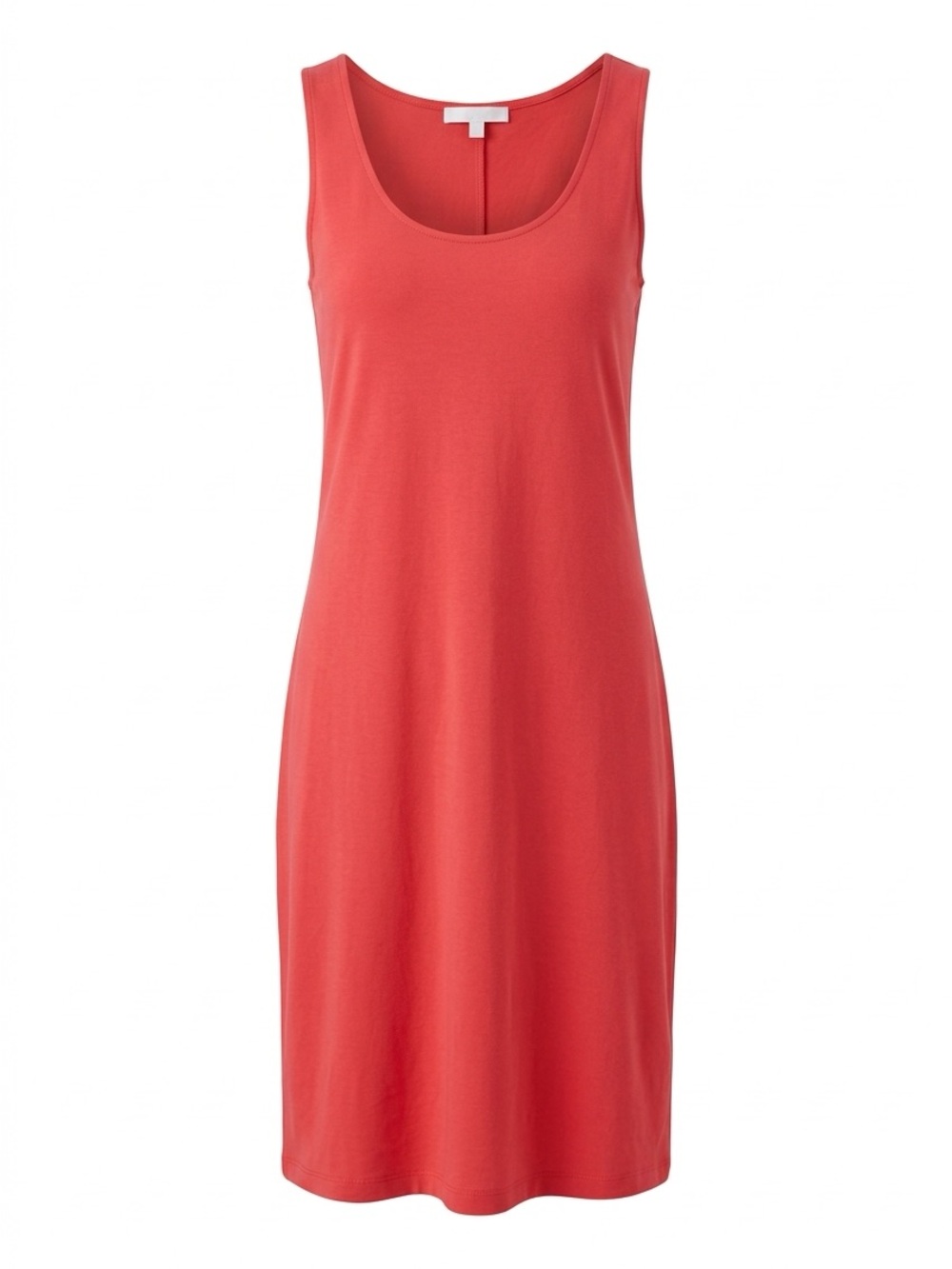 Joan Vass Sleeveless Coral-Red Midi Dress